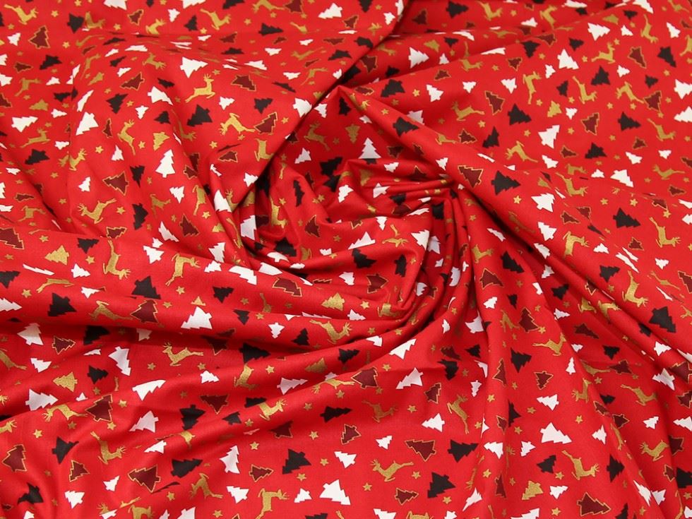 Red Deadstock 100% Cotton Fabric