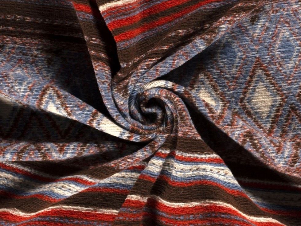Wool Blend Knit Coating Fabric Rust Multi