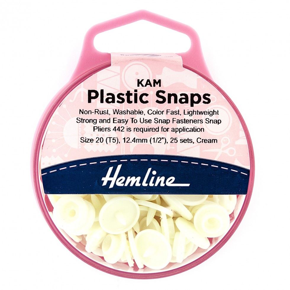 Hemline Cream Kam Plastic Snaps