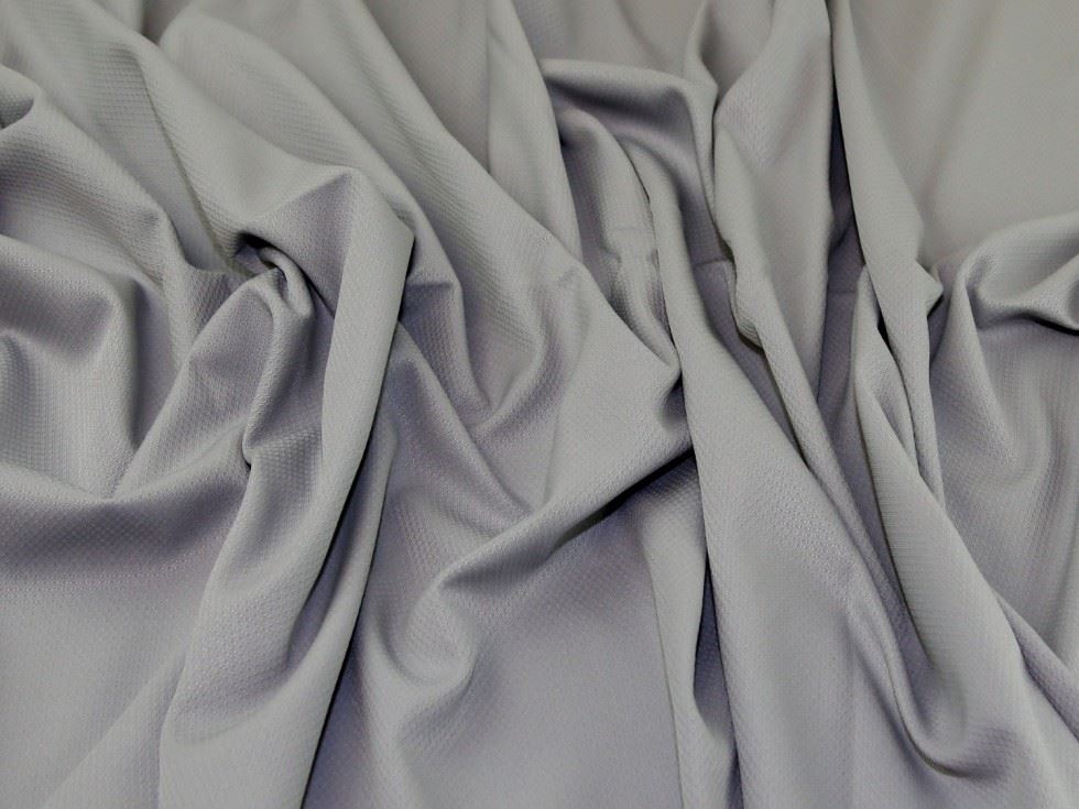 Silver Grey Deadstock Textured Polyester Suiting Fabric