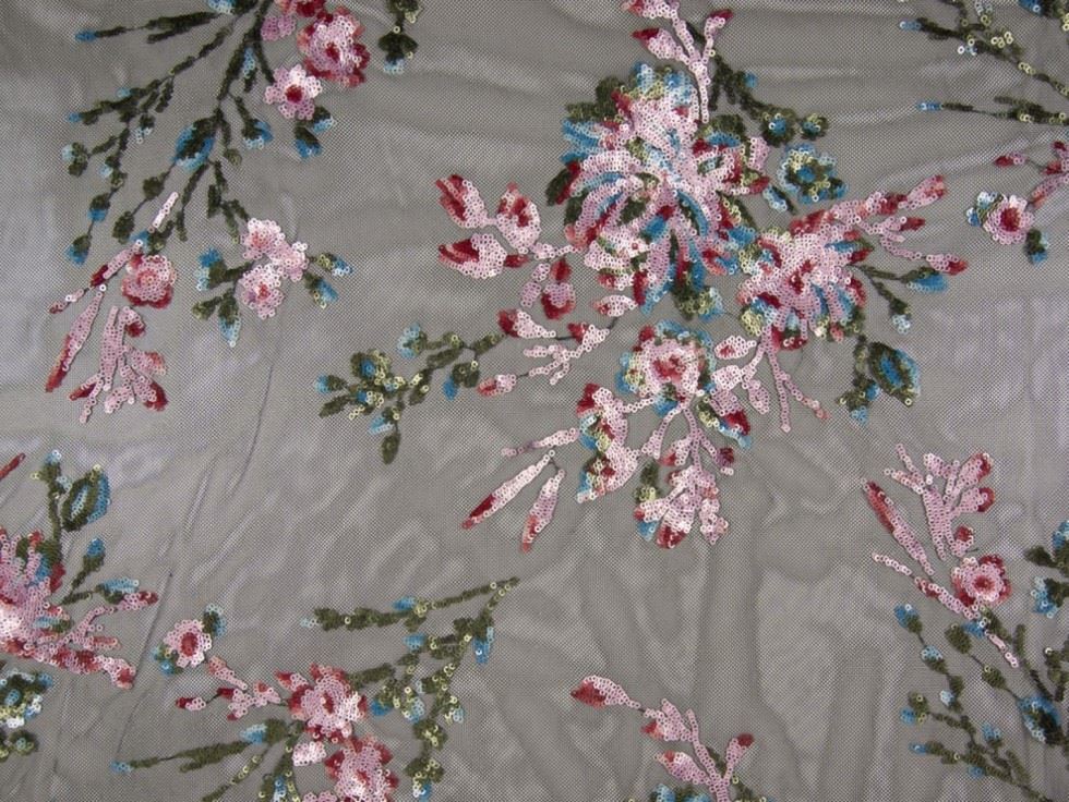 Multicoloured Deadstock Sequin Lace Fabric