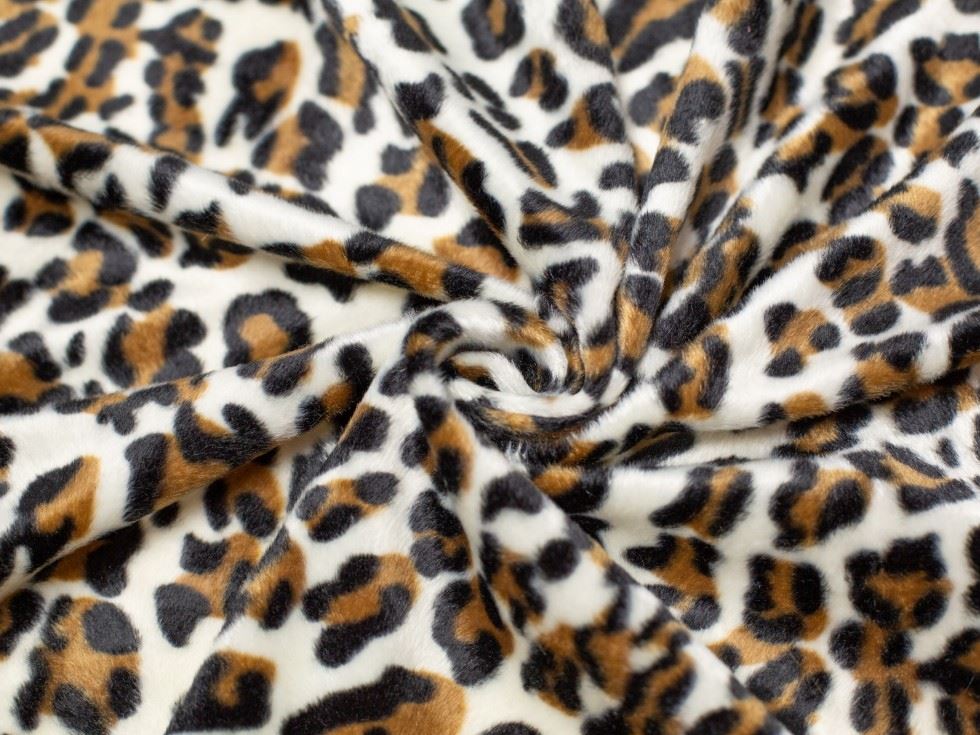 Minerva Core Range Snow Leopard Velboa Faux Fur Fabric