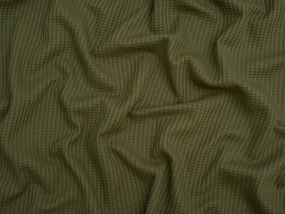 Minerva Core Range Waffle Textured Stretch Knit Fabric Olive Green
 