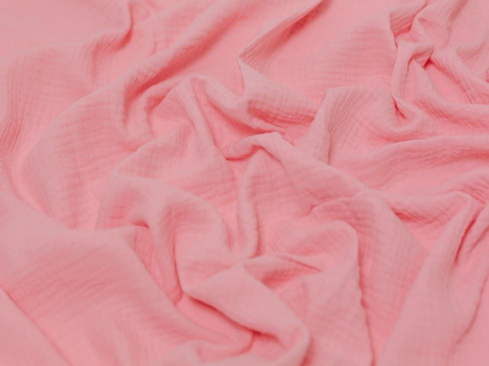 Minerva Core Range Pastel Pink Cotton Double Gauze Fabric