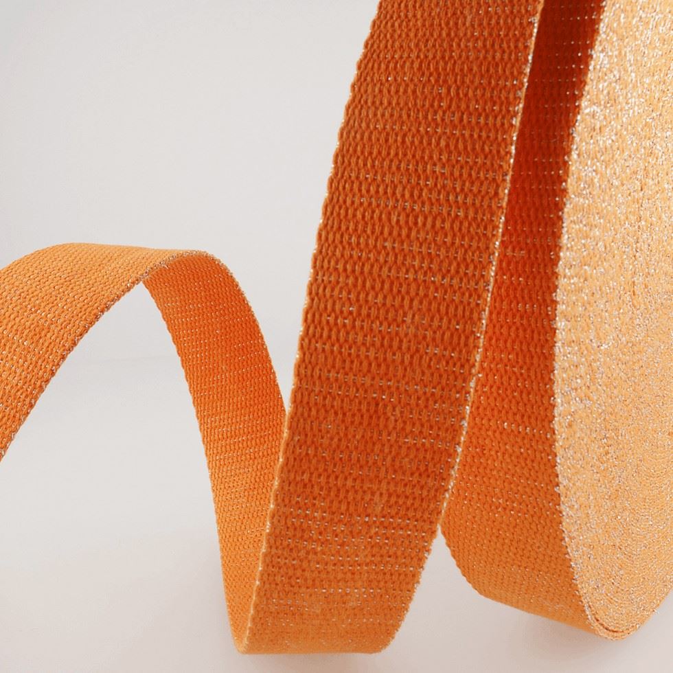 Stephanoise Metallic Sparkle Webbing Tape Orange
 