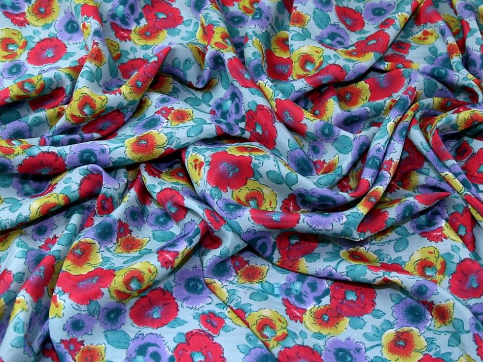 Deadstock Microfibre Smooth Crepe Fabric Aqua
 