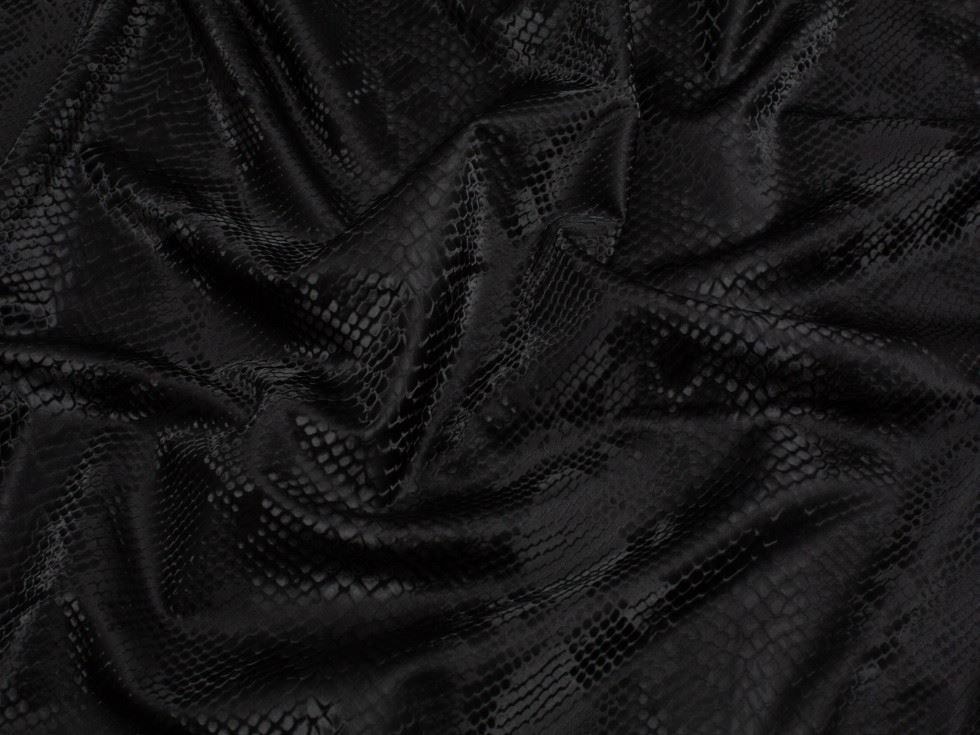 Minerva Core Range Black Snakeskin Activewear Lycra Four Way Stretch Knit Fabric