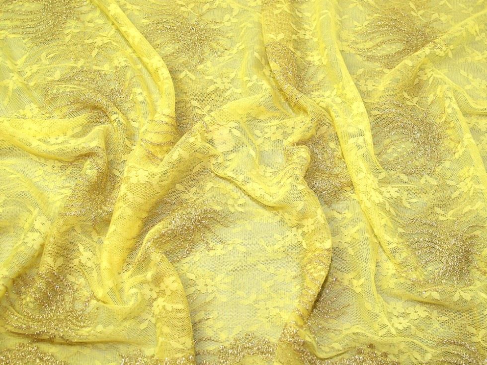 Citrus Deadstock Metallic Lace Fabric