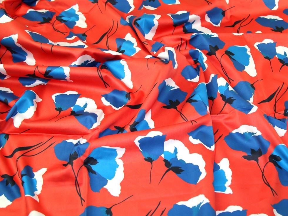 John Kaldor Red Lizzano Cotton Sateen Fabric