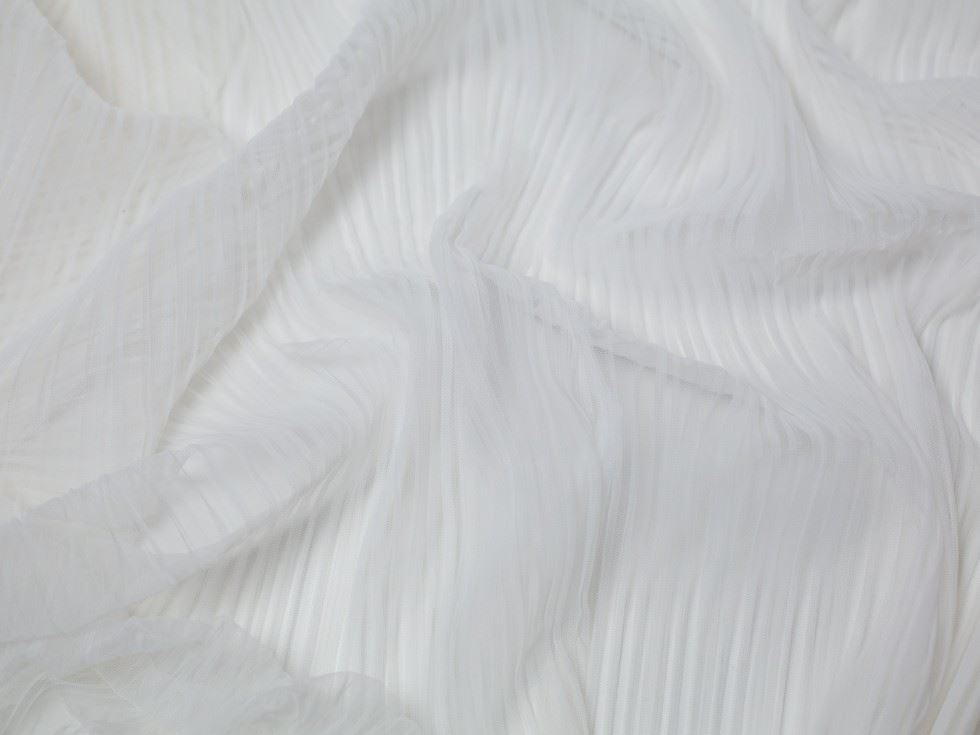Minerva Core Range Dolce Vita Pleated Tulle Net Fabric White
 