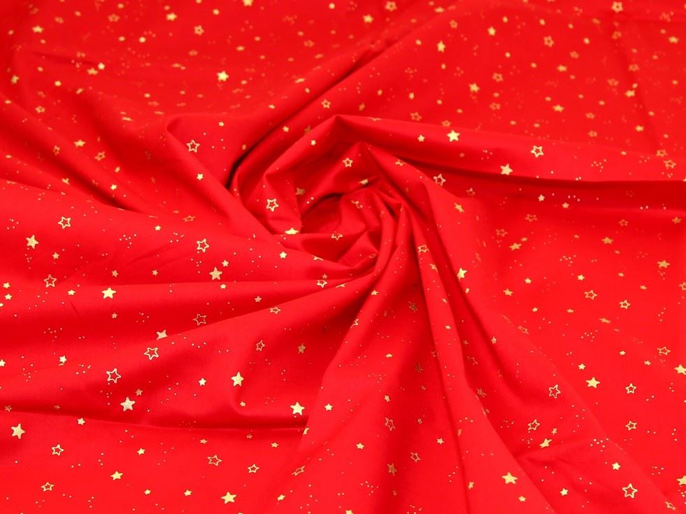 Deadstock Metallic 100% Cotton Fabric Red
 