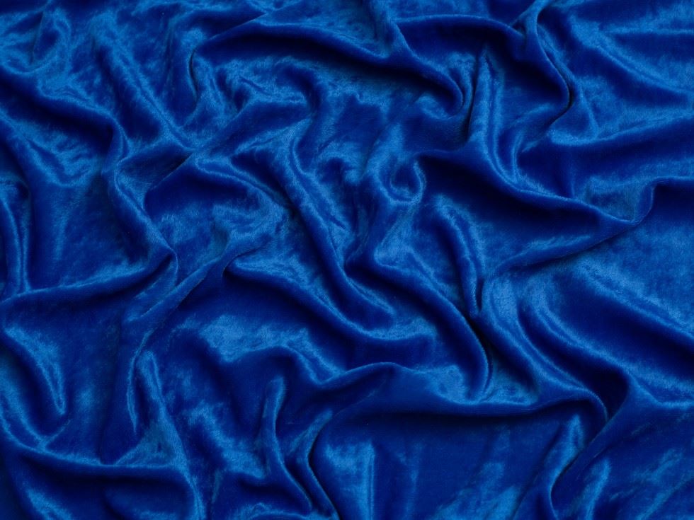 Minerva Core Range Crush Velvet Stretch Knit Fabric Cobalt Blue
 