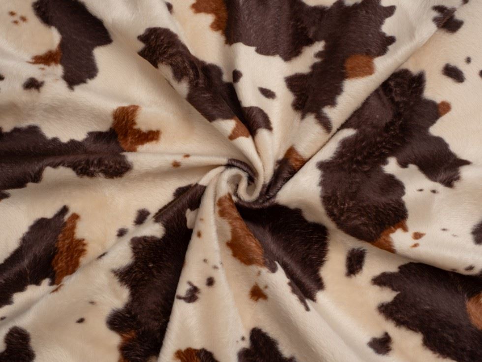 Minerva Core Range Cow Skin Velboa Faux Fur Fabric