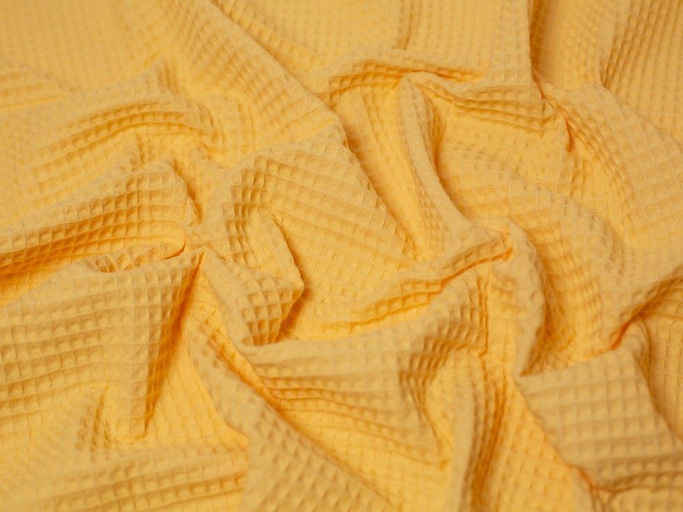 Minerva Core Range Lemon Yellow Medium Cotton Waffle Fabric
