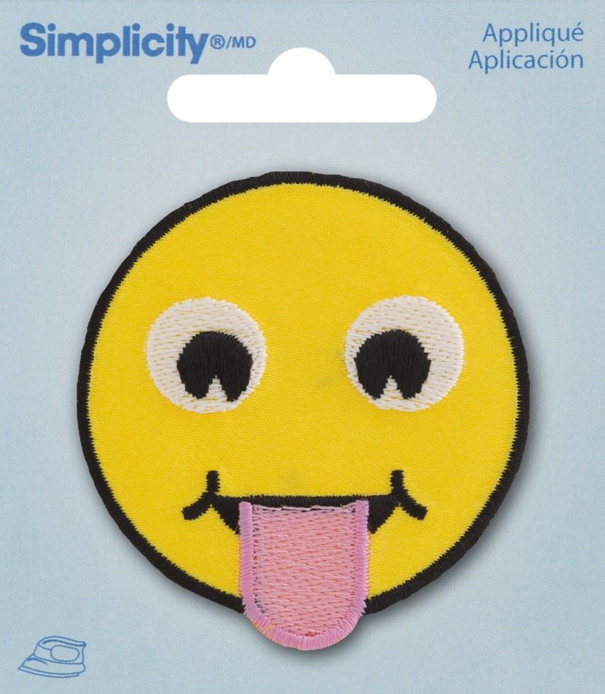 Simplicity Iron On Patch Motif Tongue Out Emoji
 