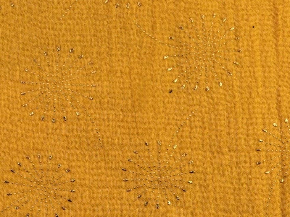 Ochre Foil Cotton Double Gauze Fabric