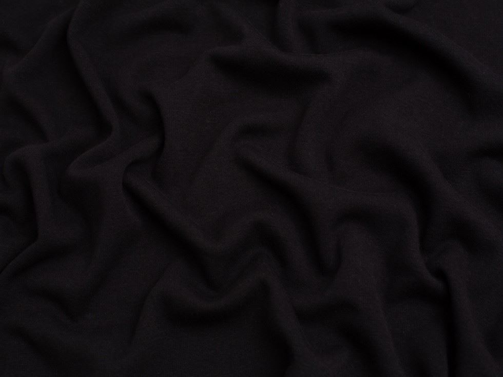 Minerva Core Range Fur Back Sweatshirt Stretch Knit Fabric Black