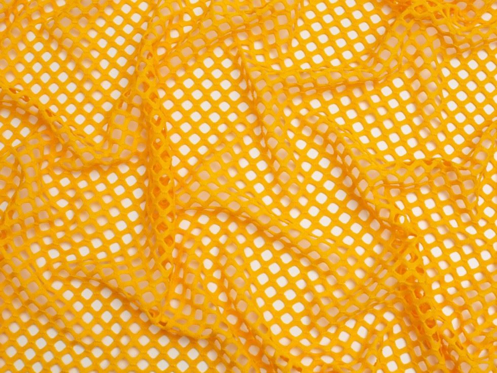 Minerva Core Range Chunky Fish Net Mesh Fabric Golden Yellow
 