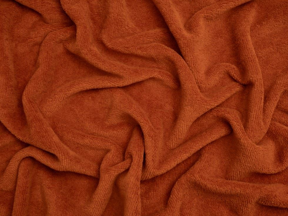 Minerva Core Range Bamboo Cotton Velvet Towelling Fabric Terracotta