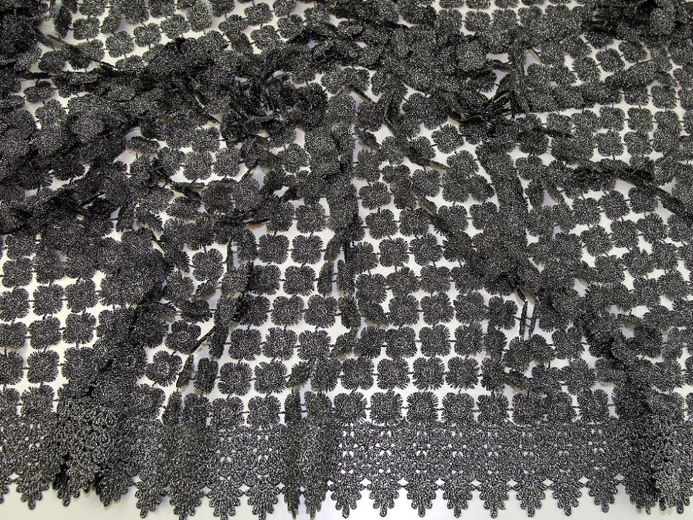 Black Deadstock Metallic Lace Fabric
