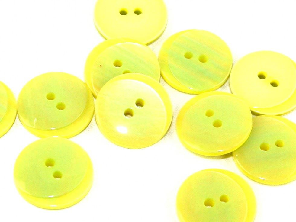 Dill Lemon Yellow Pearlised Round Buttons (Value Pack)