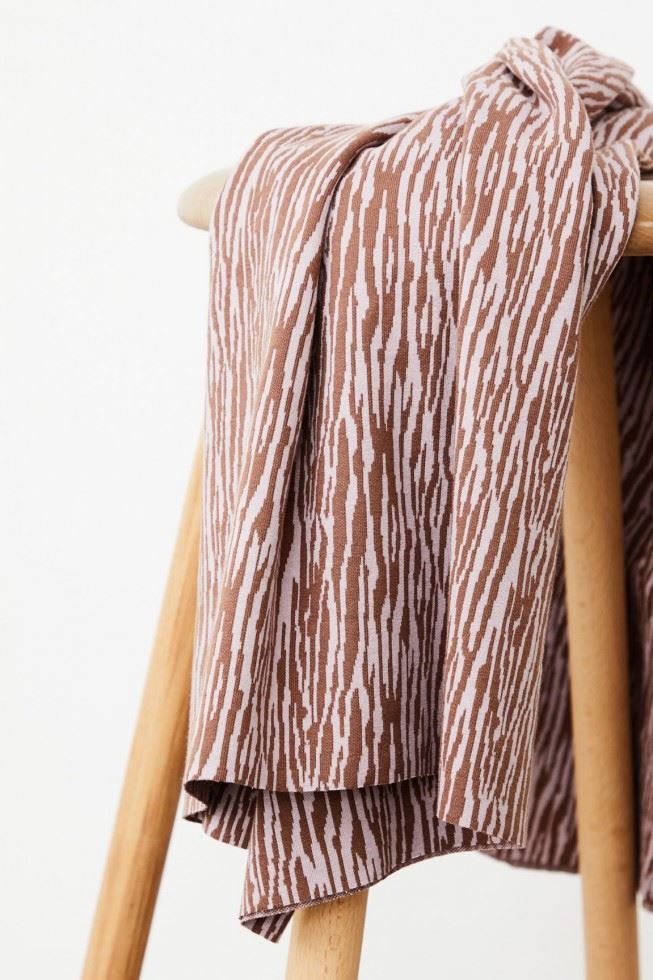Mind The Maker Dusty Brown & Lilac Organic Jacquard Textured Stretch Knit Fabric