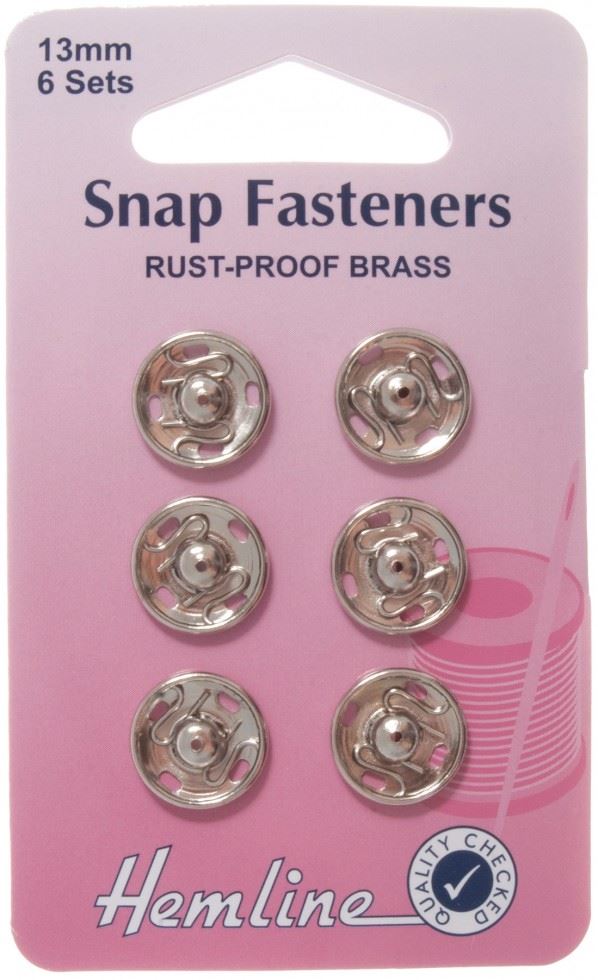 Hemline Silver Sew On Metal Snap Fasteners