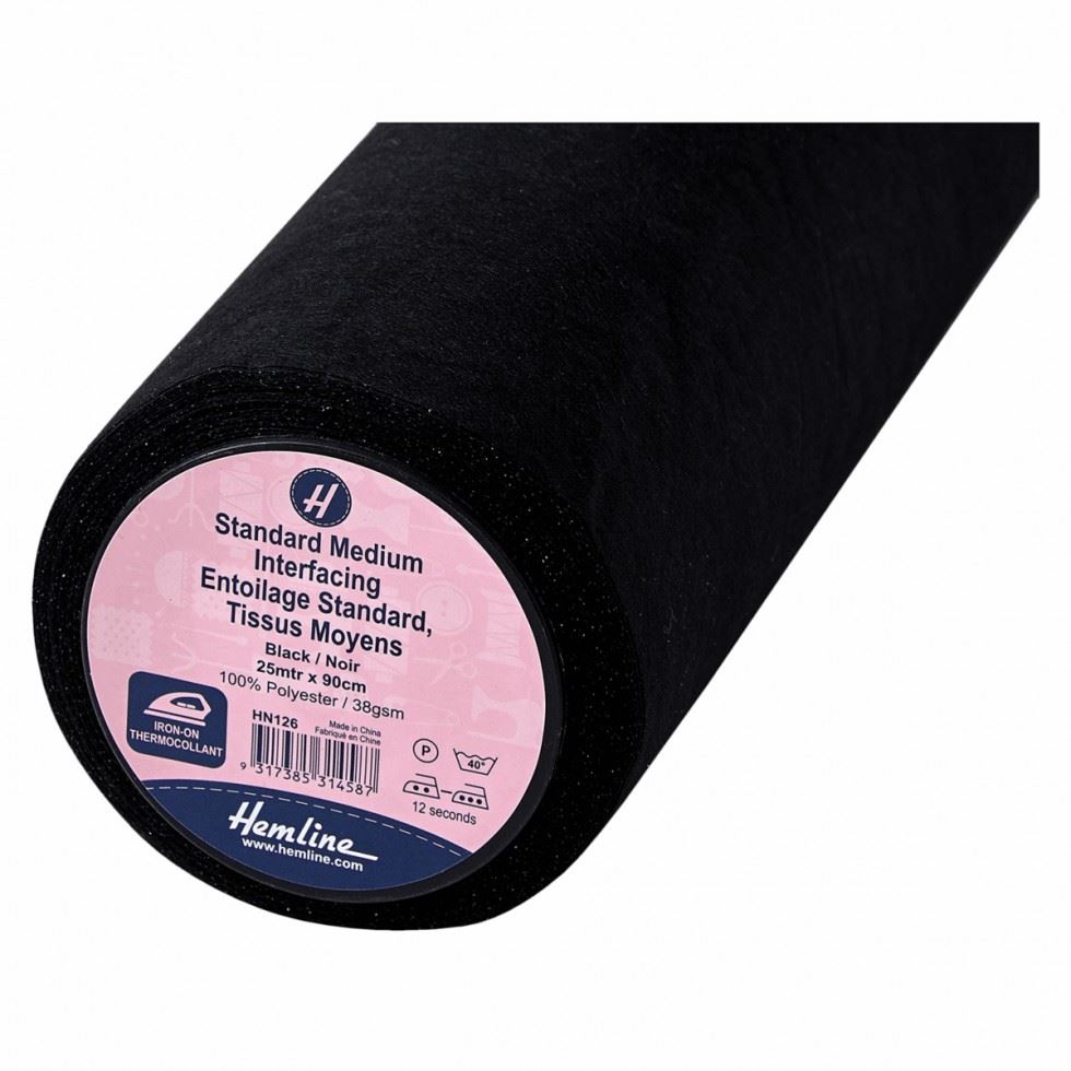 Hemline Black Medium Iron On Interfacing