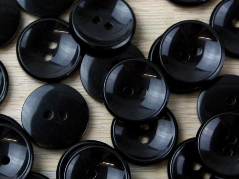 Crendon Black Round Plastic Buttons (Value Pack)