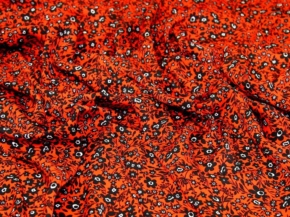 Orange & Black Deadstock Charmeuse Silky Satin Fabric