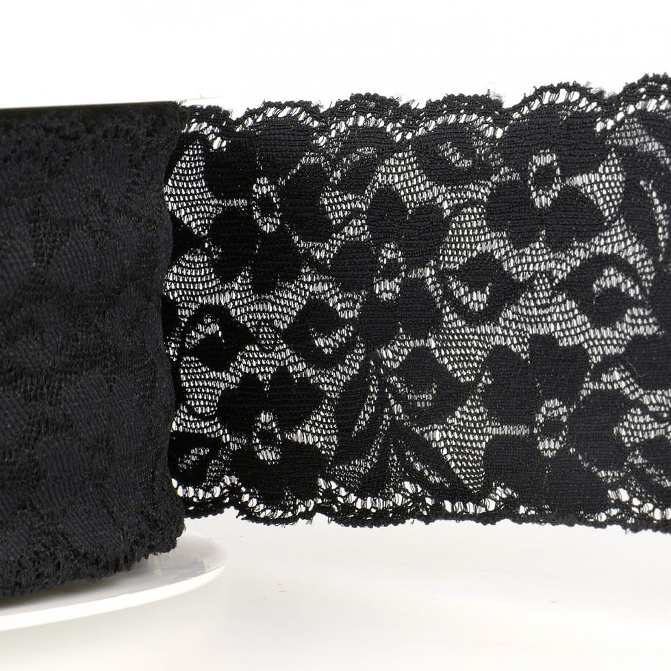 Stephanoise Black Stretch Lace Trim