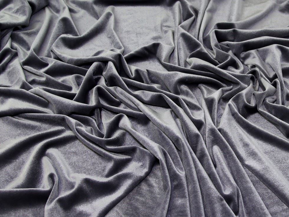 Light Grey Deadstock Velvet Stretch Knit Fabric