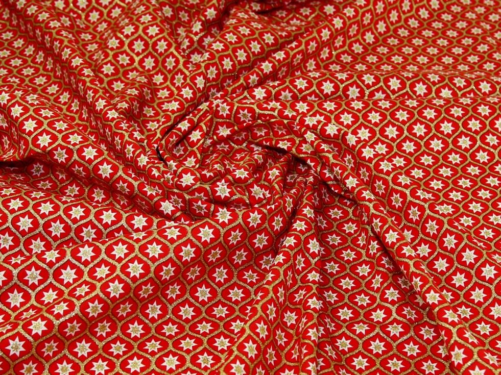 Red Deadstock Glitter 100% Cotton Fabric
