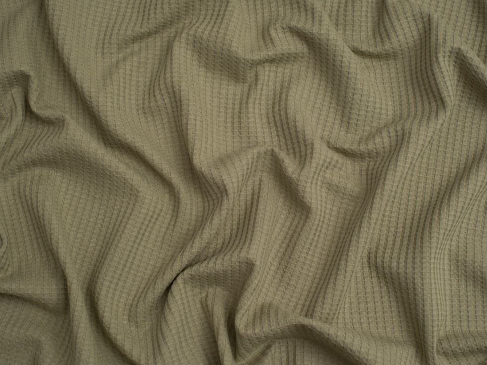 Minerva Core Range Waffle Textured Stretch Knit Fabric Khaki