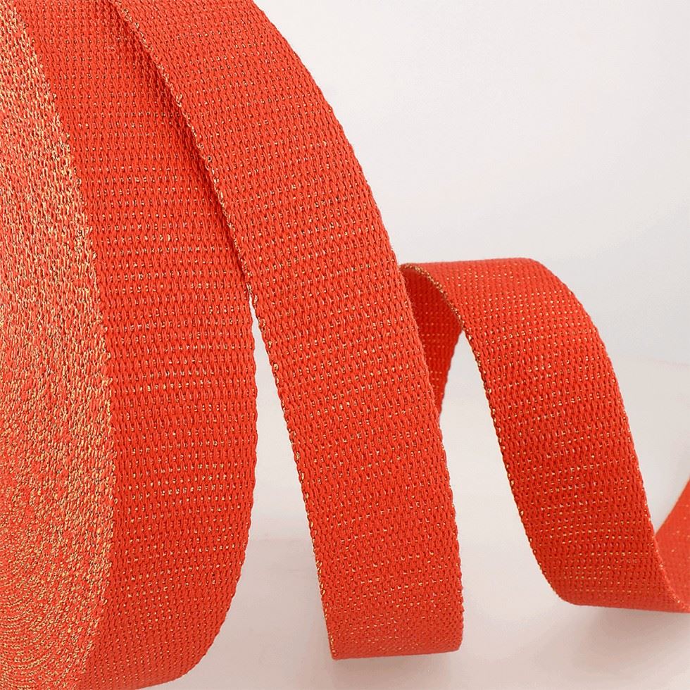 Stephanoise Metallic Sparkle Webbing Tape Red
 