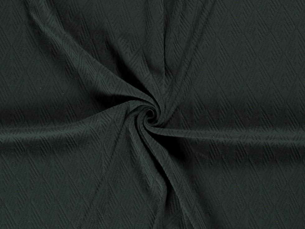 Bottle Green Cotton Jacquard Textured Stretch Knit Fabric
