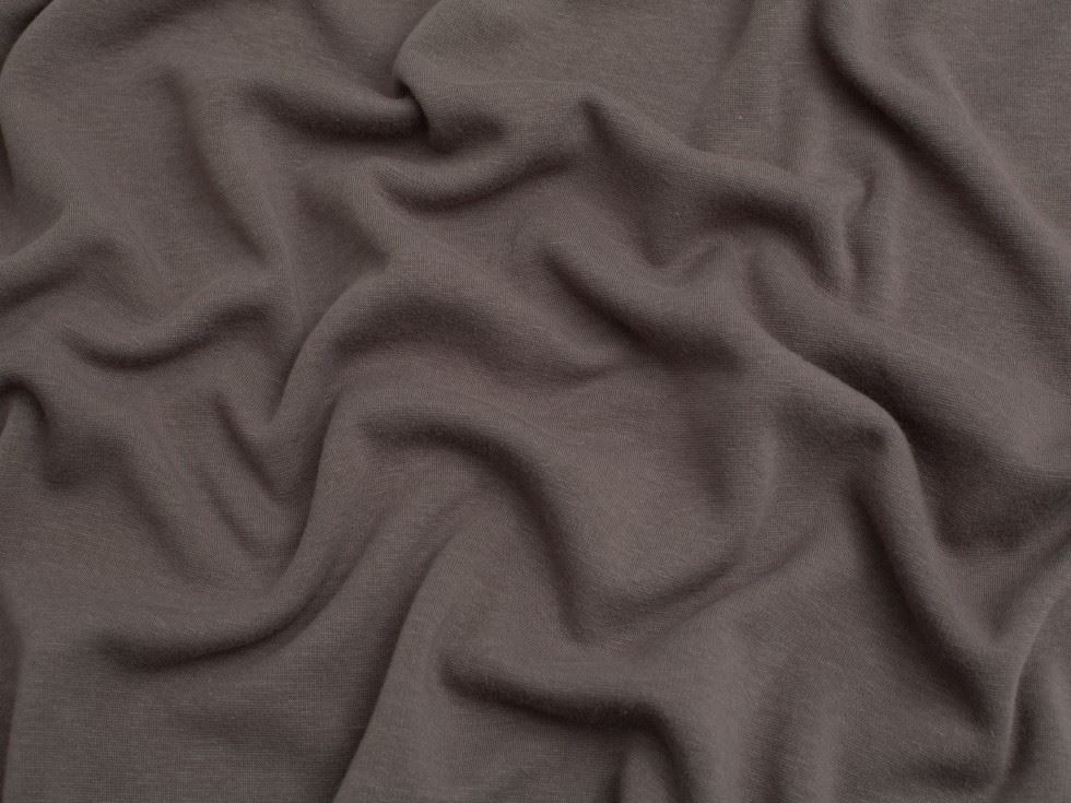 Minerva Core Range Taupe Fur Back Sweatshirt Stretch Knit Fabric