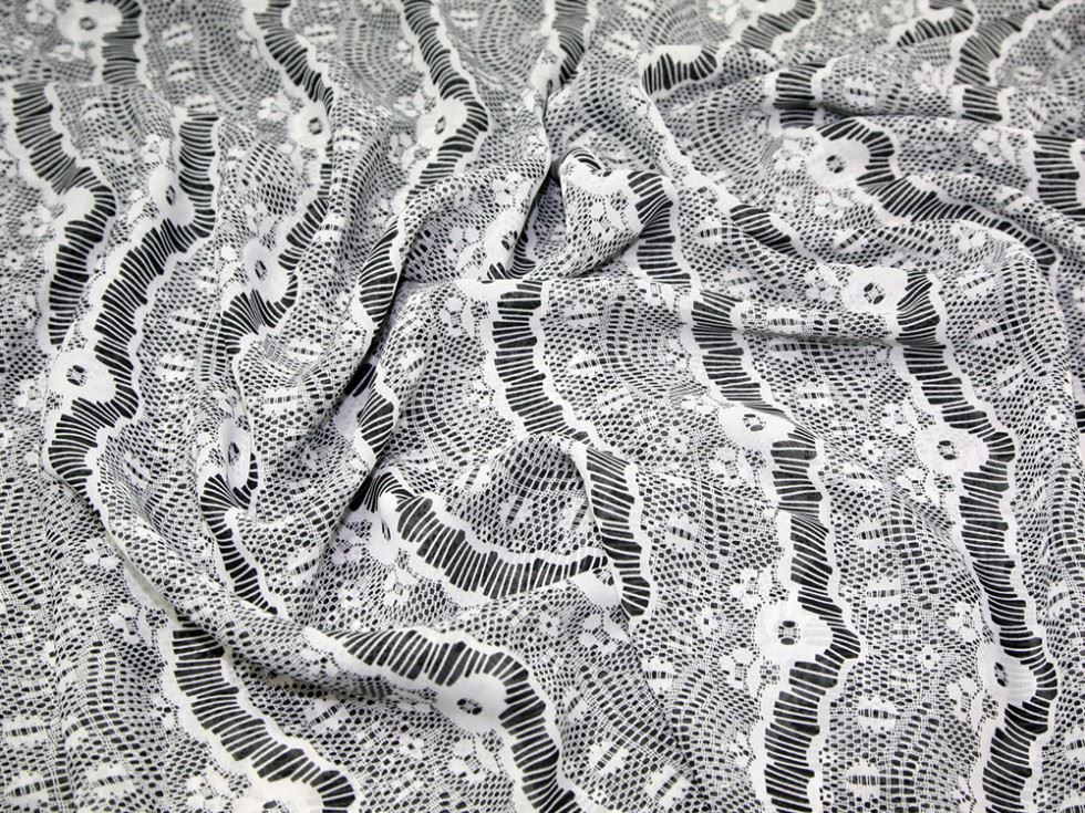 Deadstock Sheer Chiffon Fabric Black & White
 