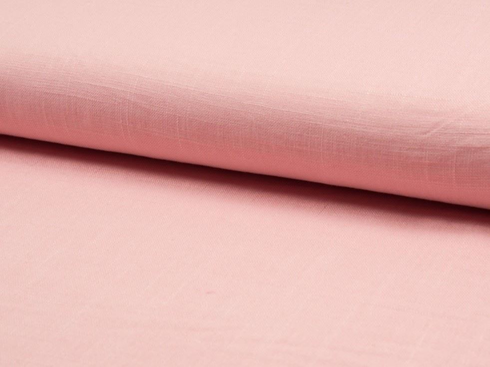 Deadstock Washed Slub Linen Viscose Fabric Rose Pink
 