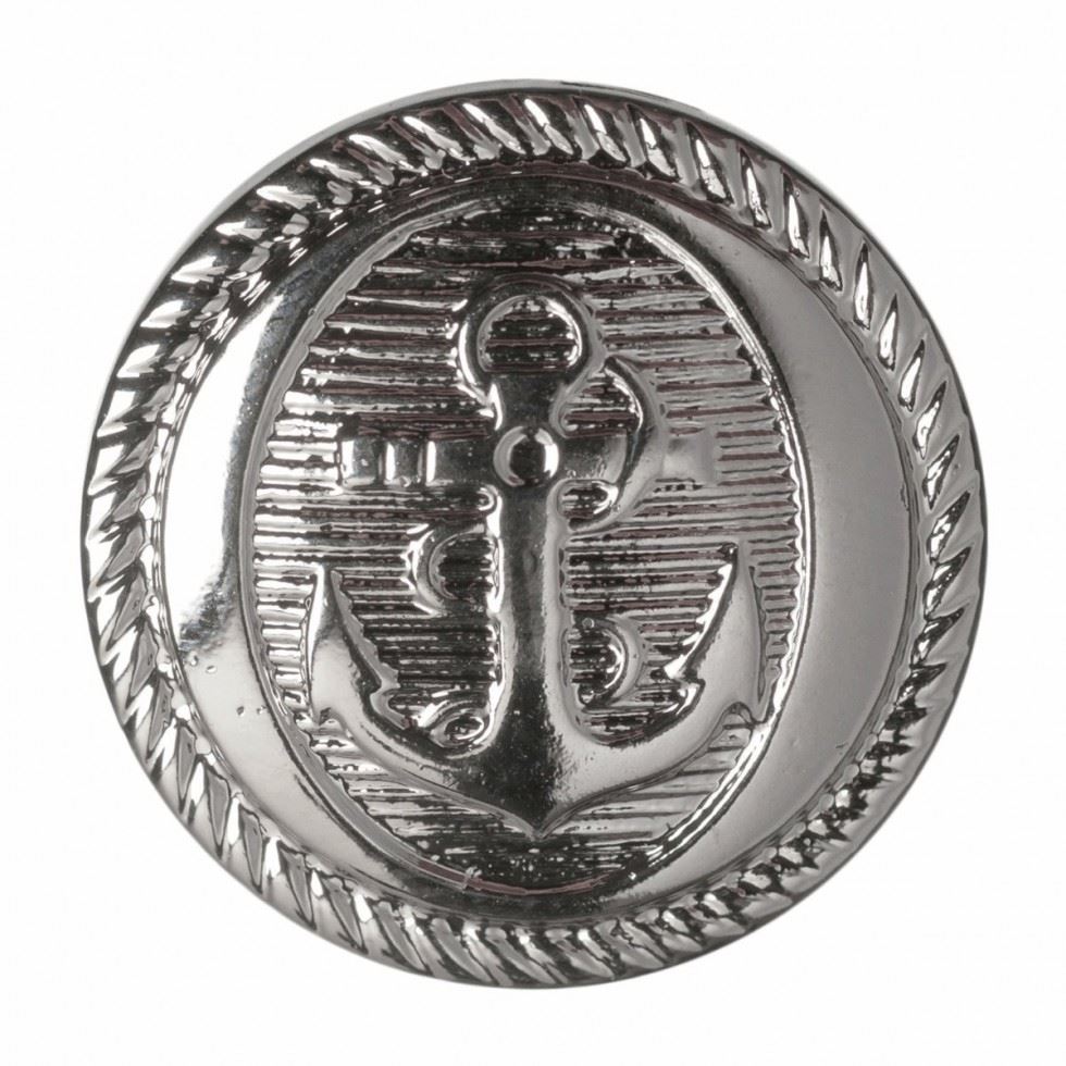 Hemline Round Anchor Buttons Silver