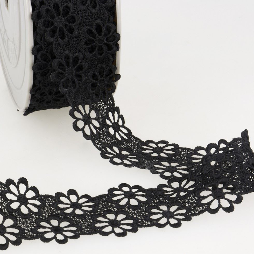 Stephanoise Black Guipure Lace Trim