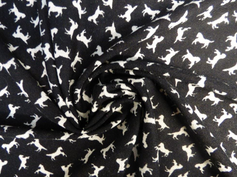 Lady Mcelroy Black & Ivory Viscose Crepe Textured Stretch Knit Fabric