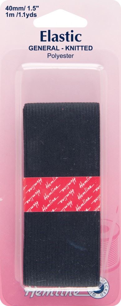 Hemline Black General Purpose Elastic