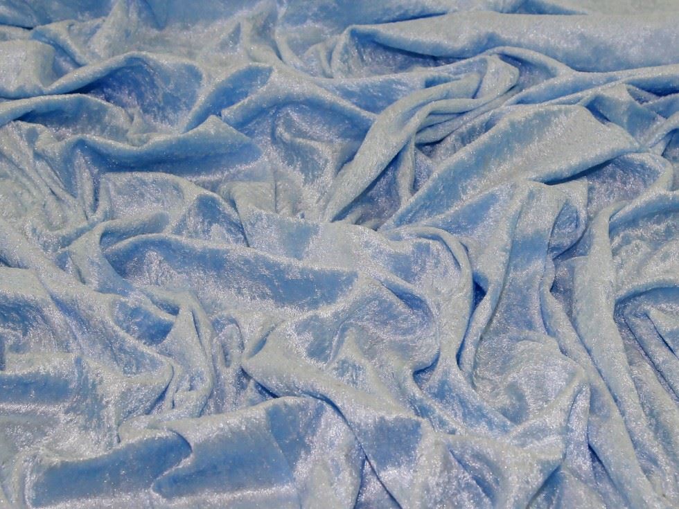 Minerva Core Range Crush Velvet Stretch Knit Fabric Baby Blue
 