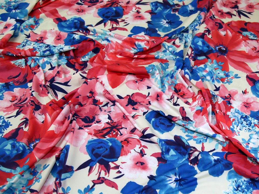 John Kaldor Portia ITY Silky Stretch Knit Fabric Pink & Blue