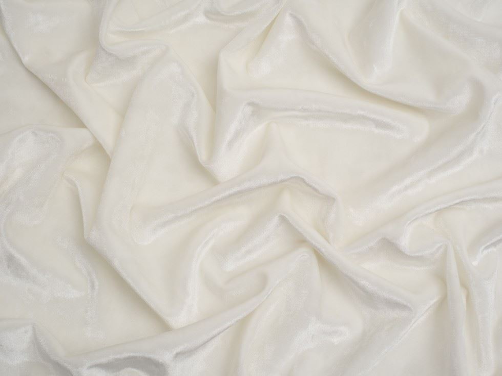 Minerva Core Range Ivory Deluxe Crush Velvet Stretch Knit Fabric