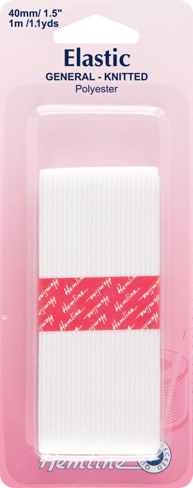 Hemline White General Purpose Elastic