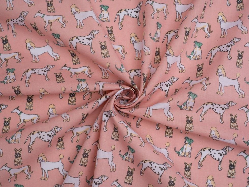 Pink Printed Polycotton Fabric
