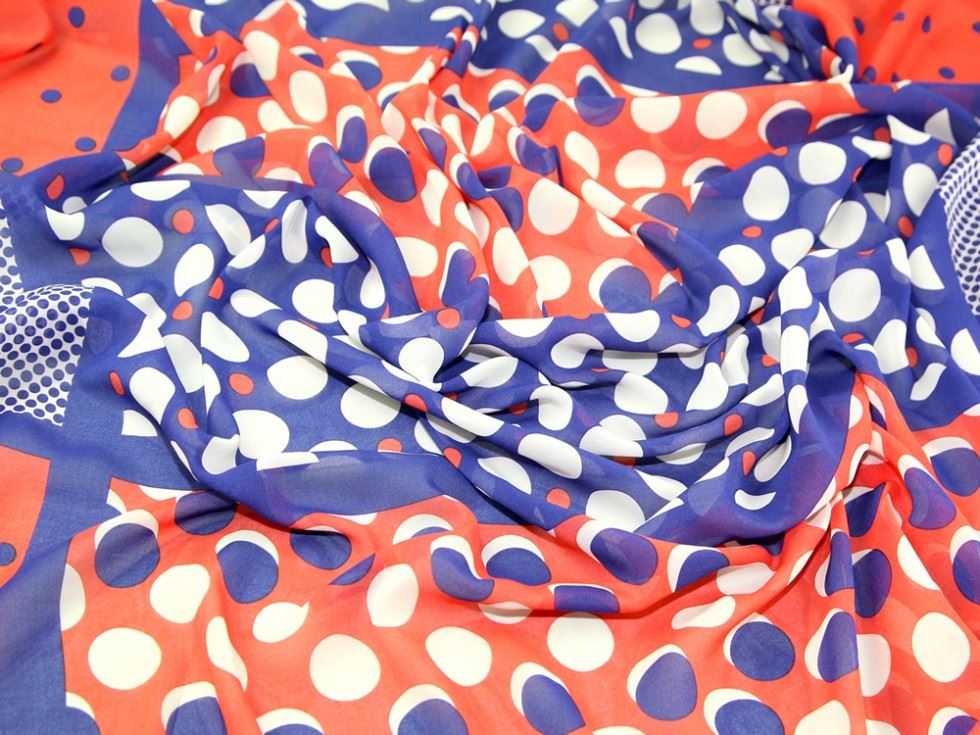 John Kaldor Ice Sheer Chiffon Fabric Blue & Orange
 