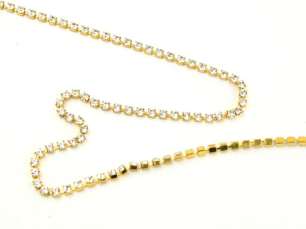 Crystal Diamante Trim Gold
 